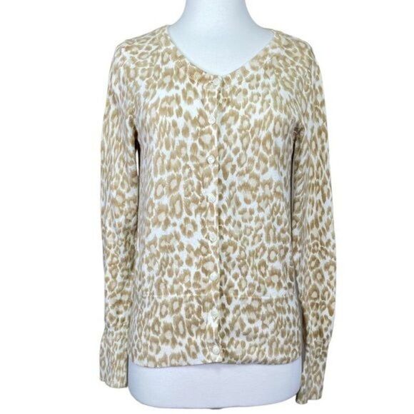 Gap Cardigan Animal Print Button Front Size Medium - Picture 2 of 6